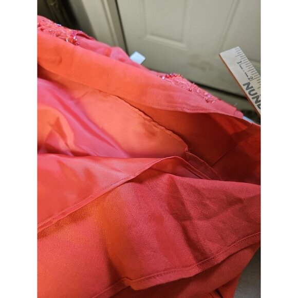 NWT Coldwater Creek Sz 12 Linen Blend Sleeveless Orange V-Neck Beaded Maxi Dress - Picture 8 of 9
